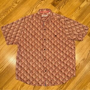 Tommy Bahama Hawaiian Shirt Mens Large Pink Silk Short Sleeve‎ Button Up
